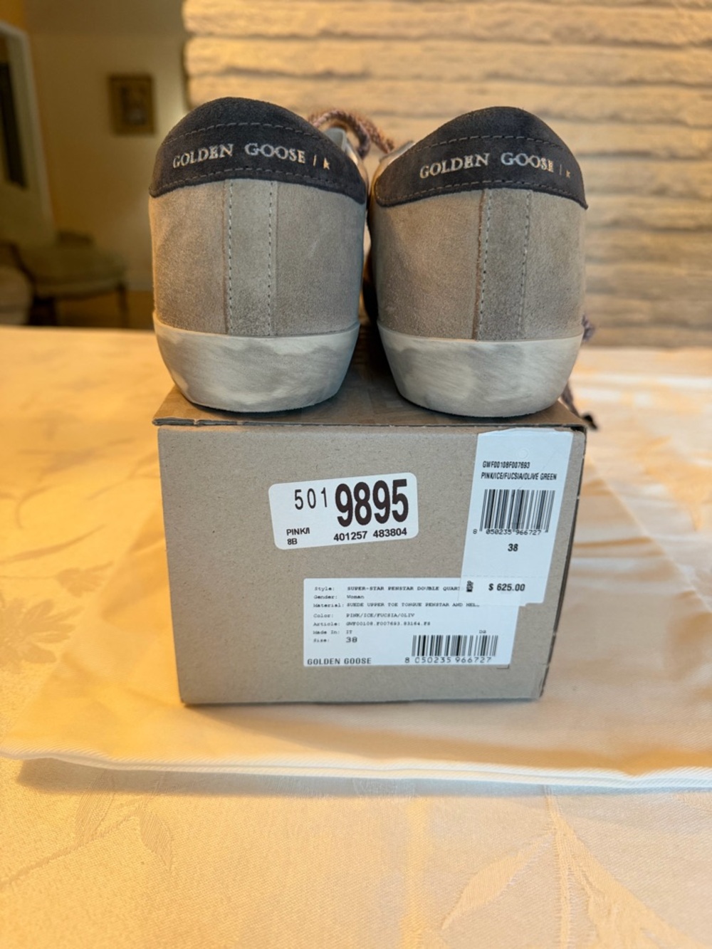 Golden Goose Low Top Beige Suede Sneakers w/Black Heel Tab-Super Star, see pics - Picture 4 of 10